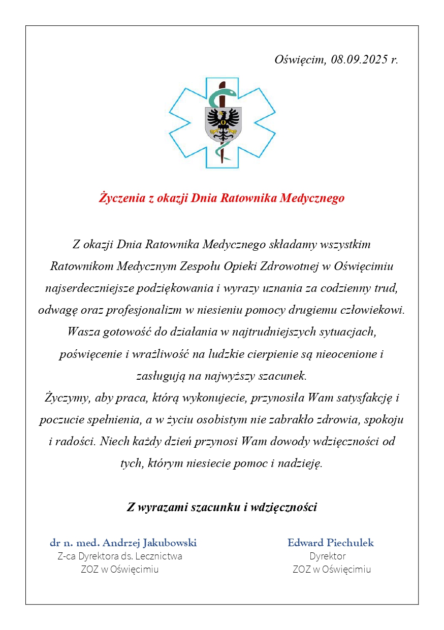 Życzenia Dzień Ratownika Medycznego